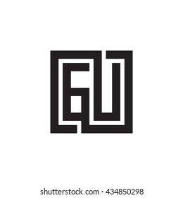 GU initial letters looping linked square monogram logo