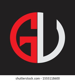 GU Initial Logo design Monogram Isolated on black background