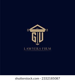 GU initial monogram lawfirm logo with pillar design
