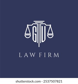 Monograma inicial de GU para el logotipo del bufete de abogados con Imagen de Vector de escalas
