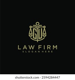 GU initial monogram logo for lawfirm with scale vector design