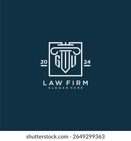GU initial monogram logo for lawfirm with pillar design in creative square