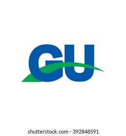 GU initial overlapping swoosh letter logo blue green