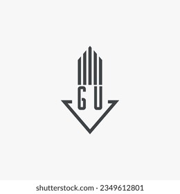 Ilustración del material del logotipo de bienes inmuebles de la GU. vector de logotipo