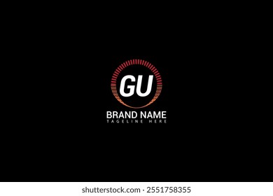 GU letter logo design. circle, triangle, hexagon, flat and simple style with white color variation letter logo set in one artboard. GU minimalist