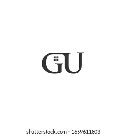 
GU letter logo with a window symbol. logos for real estate companies. or also the initial logo for another company.