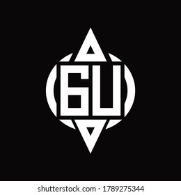 Logo de GU con plantilla de diseño de triángulo superior e inferior redondeado de círculo