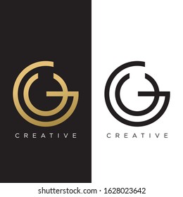 GU logo design vector luxury icon symbol. circle design series