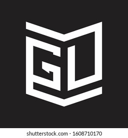 GU Logo Emblem Monogram With Shield Style Design Template Isolated On Black Background