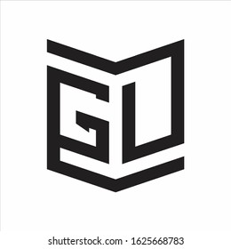 GU Logo Emblem Monogram With Shield Style Design Template Isolated On white Background