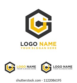 GU logo letter initial, Abstract polygonal Background Logo,