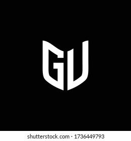 gu logo monogram with shield shape design template