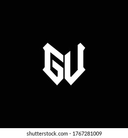 monograma del logotipo de gu con plantilla de diseño de forma de escudo