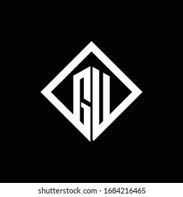 GU logo monogram with square rotate style design template