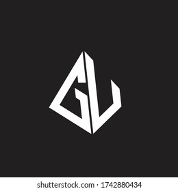 Monograma del logotipo de GU con plantilla de diseño de cinta de forma triangular destacable