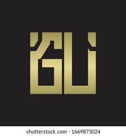 Logotipo de GU con una plantilla de diseño de forma escrupulosa con colores dorados