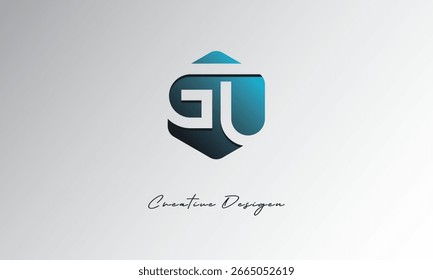 GU Minimal Polygon Shape Símbolo de espacio negativo Abstractas para uso de marca"