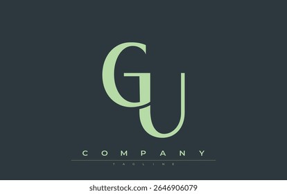 GU Modern Initials Logo Design. Branding logo with stylized initials showcasing bold design and modern aesthetic. Ideal for professional business branding or creative projects focusing on minimalistic