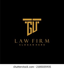 GU monogram initial logo for lawfirm with pillar design