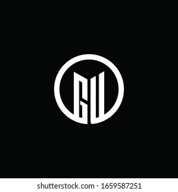 GU monogram logo isolated with a rotating circle