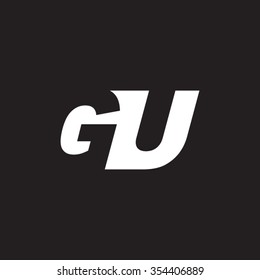 GU negative space letter logo black background