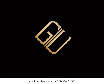GU square shape Letter logo Design