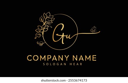  GU U G initial signature logo template vector