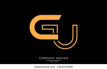 Monograma con el logotipo de las letras abstractas de GU, UG