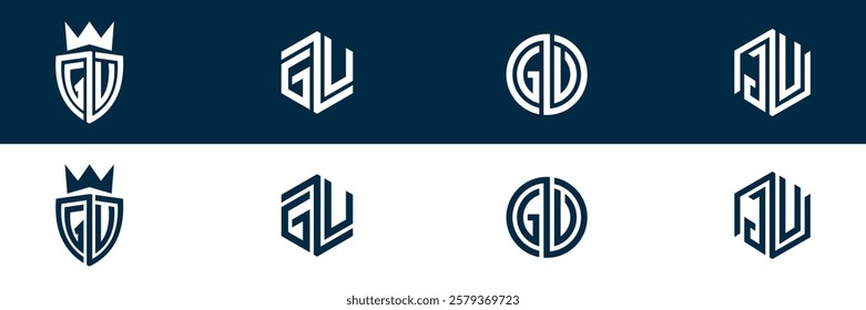 GU UG letter logo set design