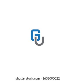 GU unique letter logo design with blue and grey.