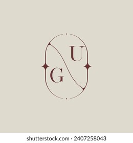 GU wedding classic in elegant monogram with high quality professional design that will print well