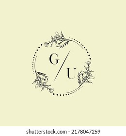 Cartas iniciales del logotipo de la boda GU en un diseño profesional de alta calidad que se imprimirán en cualquier medio impreso