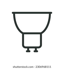 GU10 LED light bulb isolated icon, gu10 lamp vector icon with editable stroke