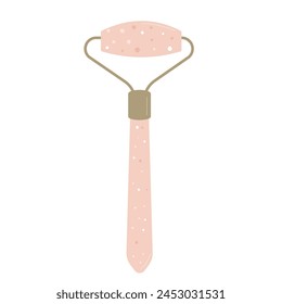 Gua sha beauty procedure roller tool. Facial massage routine element. Skincare spa scrapping. Vector flat illustration isolated on white background