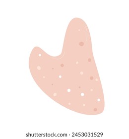 Gua sha beauty procedure stone tool. Facial massage routine rose quartz element. Skincare spa scrapping plate. Vector flat illustration isolated on white background