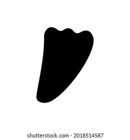 Gua sha para un masaje facial. Ilustración vectorial. Cuidado de la piel. Icono de piedra natural color negro sobre blanco.