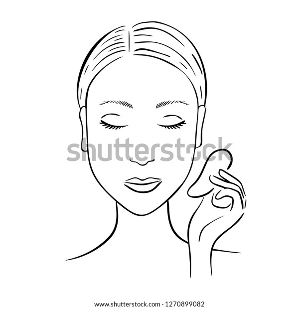 Gua Sha Facial Massage Woman Stone Stock Vector Royalty Free 1270899082 Shutterstock 