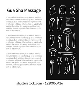 Gua Sha flyer. Massage tools. Vector illustration.