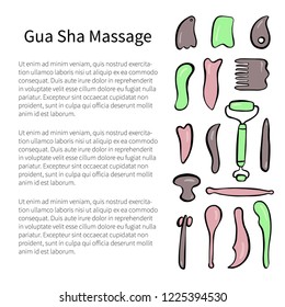 Gua Sha flyer. Massage tools. Vector illustration.