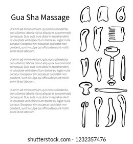 Gua Sha flyer. Massage tools. Vector illustration.