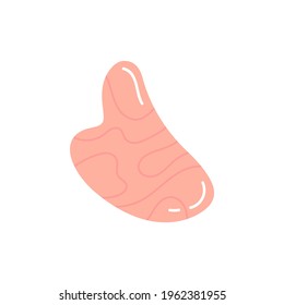 Gua Sha Jade scraping massage tool. Natural pink rose quartz stone scraper. Chinese traditional facial lifting for woman.Vector flat illustration. 