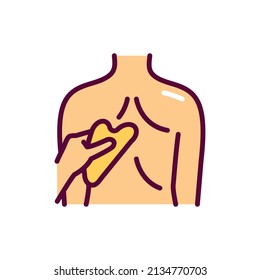 Gua Sha massage line color icon.  Physiotherapy, acupuncture, rehabilitation. Isolated vector element. Outline pictogram for web page, mobile app, promo