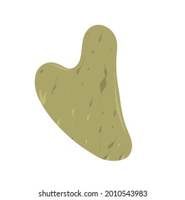 Raspador de masaje Gua sha, herramienta de piedra jade verde para el masaje facial, masajeador tradicional asiático de punto de acupuntura, ilustración vectorial aislada, dibujo gráfico plano de dibujos animados modernos