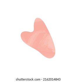 Gua sha quartz piedra para automasaje y cuidado de la piel, ilustración vectorial plana aislada en fondo blanco. Raspador rosa de guasha para spa y medicina alternativa. 