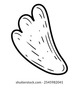 Gua sha rascador dibujado a mano doodle. Cuidado personal. Masaje facial cosmético. Acariciar la piel con rascadores. Piedra natural. Salud corporal. Vector grabado ilustración de arte de línea.