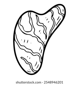 Gua sha rascador dibujado a mano doodle. Cuidado personal. Masaje facial cosmético. Acariciar la piel con rascadores. Piedra natural. Salud corporal. Vector grabado ilustración de arte de línea.