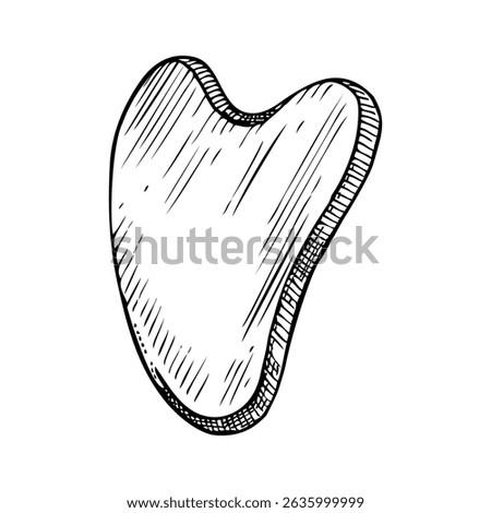 Gua sha stone sketch. Hand drawn vector illustration. Massage, skincare, beauty logo design. NOT AI generated