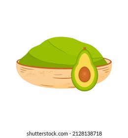 Guacamole. Avocado sauce in a bowl. Mexican food. Color vector drawing on a white background