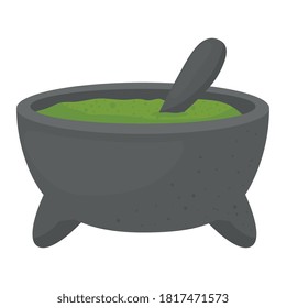 guacamole in bowl, on white background vector illustration design