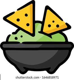 Guacamole Chips Doodle Sketch Icon